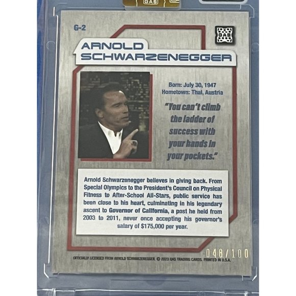 ARNOLD SCHWARZENEGGER GAS TRADING 2 CARD FOIL SET /100 - National Exclusive - Picture 4 of 7